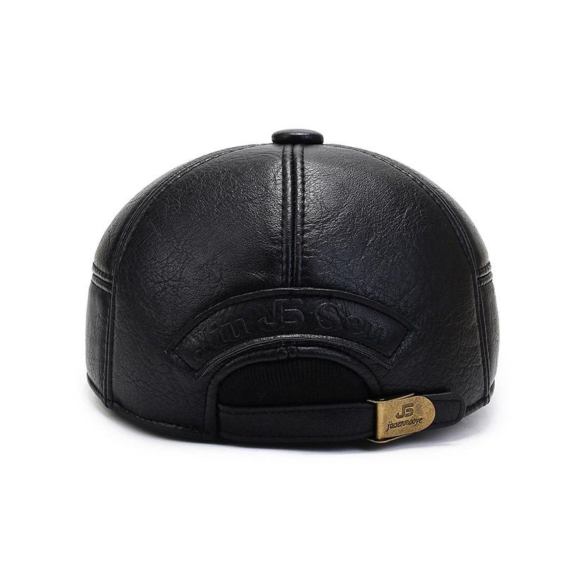 Men's Korean Style Winter Baseball Cap - Faux Leather with Ear Protection for Middle-Aged and Elderly