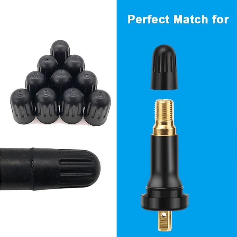 10Pcs Black Plastic Tire Valve Stem Cover Caps for TR20008 TPMS Universal Tire Valve Long Car, Truck, SUV, Bike, Motorcycle
