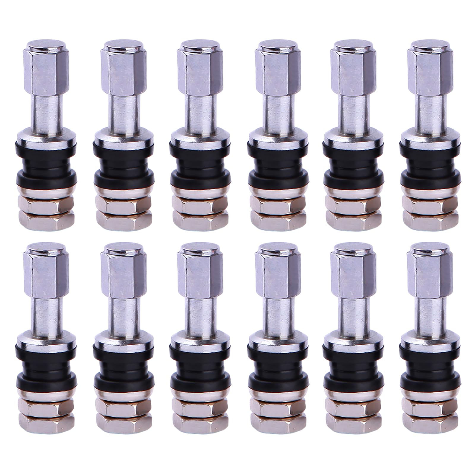 

Внутренний клапан для колес, 12 штук, универсальный диаметр 0,5 дюйма (14 мм), Общая длина серебряный