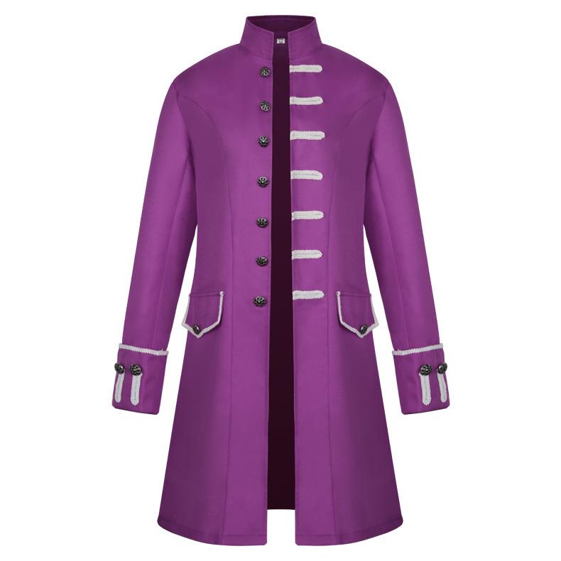 2025 Men's Solid Color Jacquard Costume Jacket - Spanish Medieval Style, Perfect for Spring and Autumn Performances