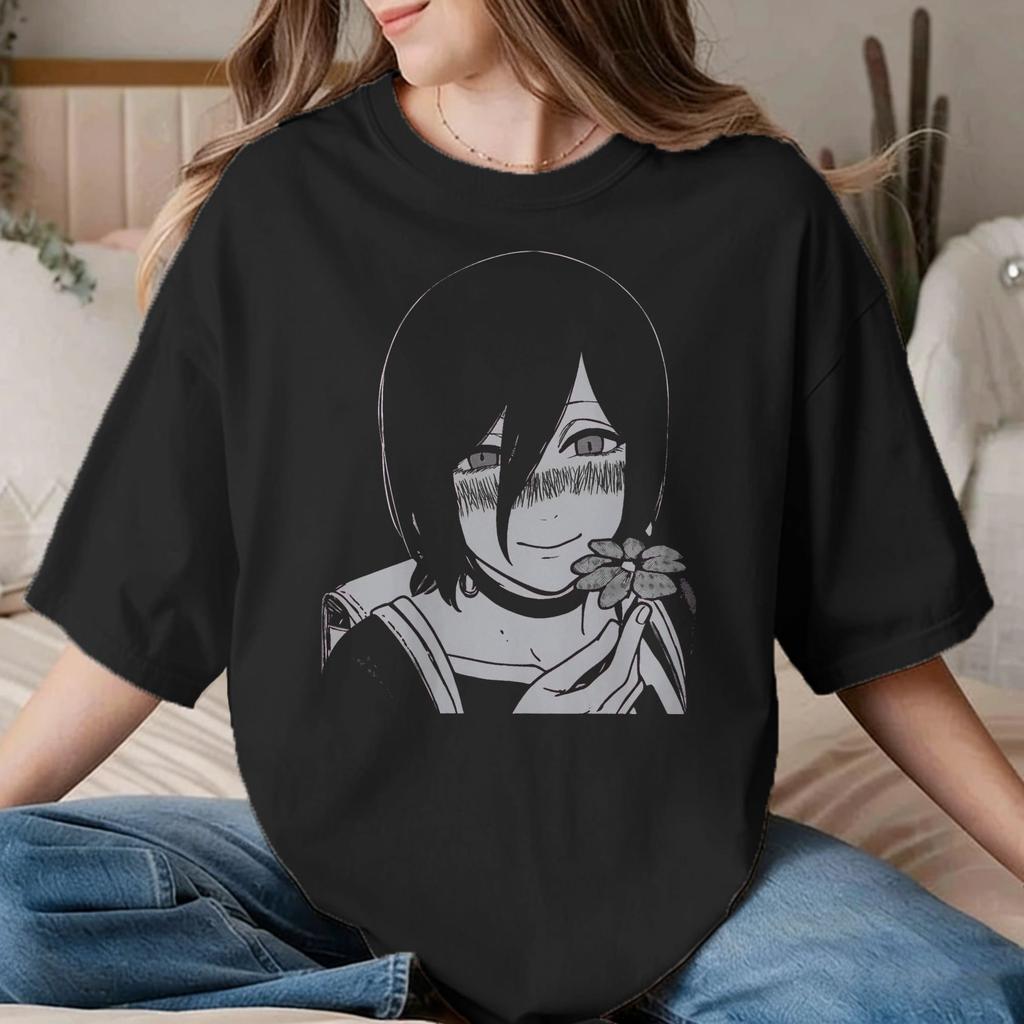 Chainsawunisexs Reze Unisex Unisex T Shirt Anime Movie Vintage Tees Short Sleeve O Neck Tshirt 100 Cotton Summer Clothes
