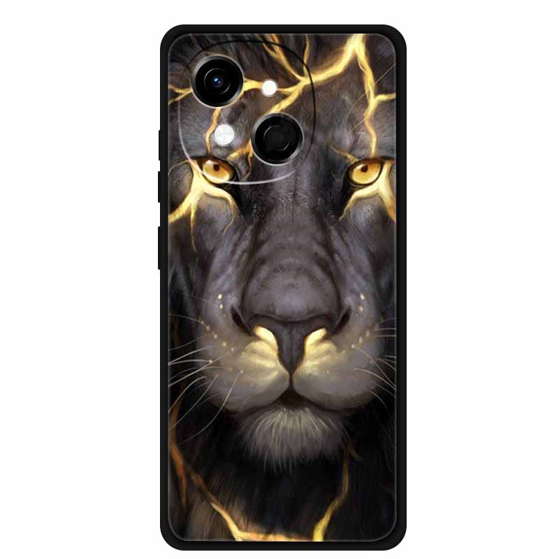 Black Silicone Case For Tecno Spark 40C Cases Wolf Luxury Protective Soft Back Cover For Tecno Pop 9 4G Case 6.67" Animal Fundas