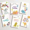 6 Cards+6 Envelopes Birthday Greeting Cards English Blessings Small Cards Party Decoration Cards with Envelopes