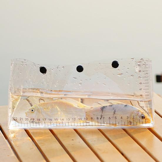 Transparent Fish Watching Bag with Measuring Scale Snap Button Waterproof PVC Lightweight Portable Outdoor Foldable Fish Observation Storage Bag