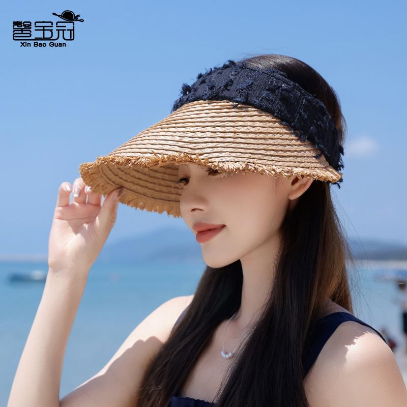 Summer Versatile Fashion Empty Top Hat Cool Straw Hat Children Travel Vacation Sun Protection Hat Outdoor Big Brim Sun Hat