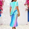 Women Plus Size V Neck Short Sleeve Colorful Printed Fitted Fishtail Dress