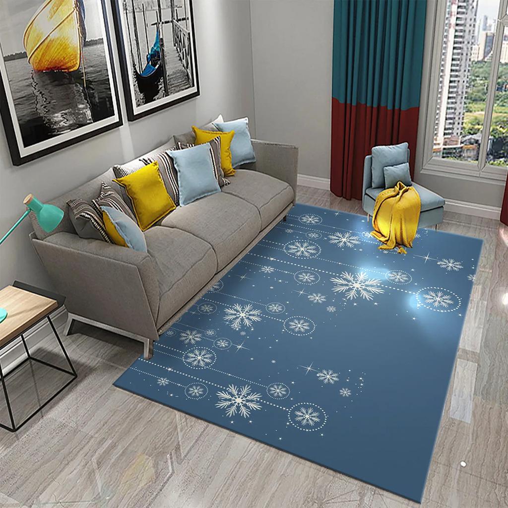 Weihnachts-Schneeflocken-Thema Teppich Wohnzimmer Schlafzimmer Dekor Teppich Badezimmer Rutschfeste Bodenmatten Hausflur Dekor Teppich