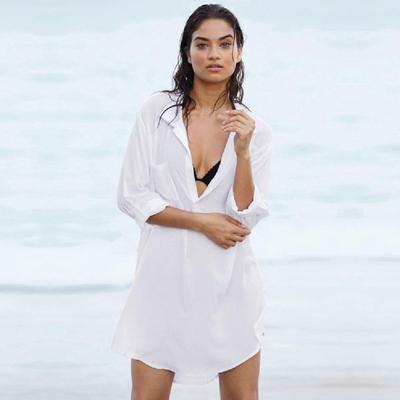 New Arrivals Sexy Beach Cover Up Chiffon White Swimwear Ladies Beach Blouse Pareo Women Beach Wear Saida De Praia Swimwear Q46
