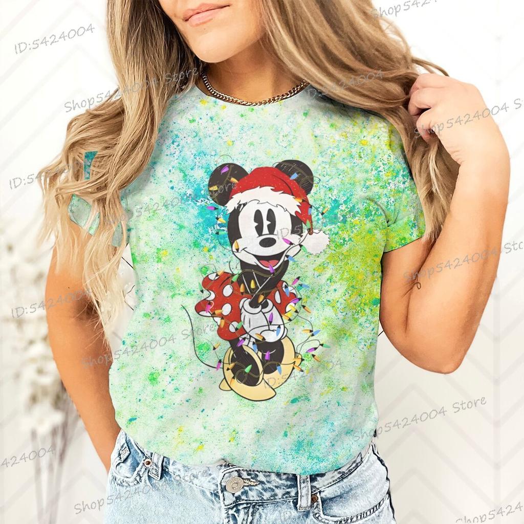 Women Men Mickey Minnie Christmas Shirt Cartoon Graphic Merry Christmas Couple Matching Tshirts