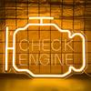 Check Engine Neon Sign 3D Engraved Neon Light Art Wall Decor Yellow Garage LED Light Workshop Auto Repair Shop Party