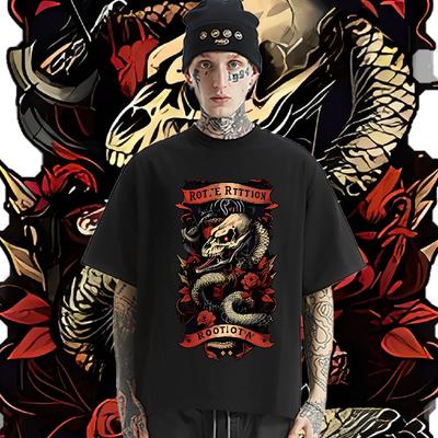 Skull Snake Head T-shirt Oversize Milk Fiber Tshirt Hip Hop Style Men Tee Printed T Shirt Streetwear Short Sleeve Clothes