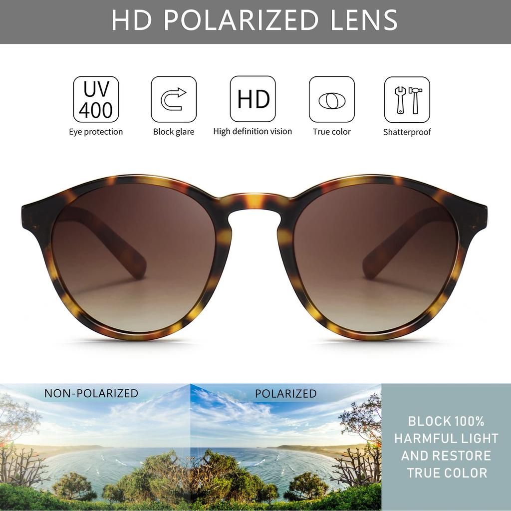 SUNGAIT Classic Vintage Round Polarized Sunglasses for Men and Retro UV400 JP Women, Style, Protection, SGT166-LBWSC