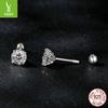 Shining Moissanite Pattern Threaded Ball Stud Earrings, Simple And Generous Temperament S925 Sterling Silver Four-Claw Earrings