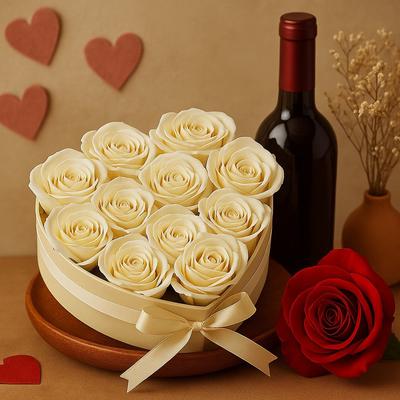 Soap Flower Bouquet 13 Cream Roses Heart