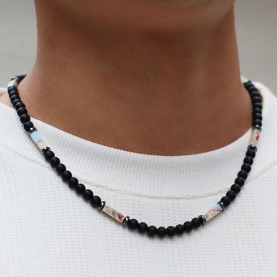 Exquisites Grad A 6mm Onyx Stein Halskette Herren Handgefertigt Natürliche Tigeraugen Howlith Perlen Hals Meditation Heilung Homme Schmuck