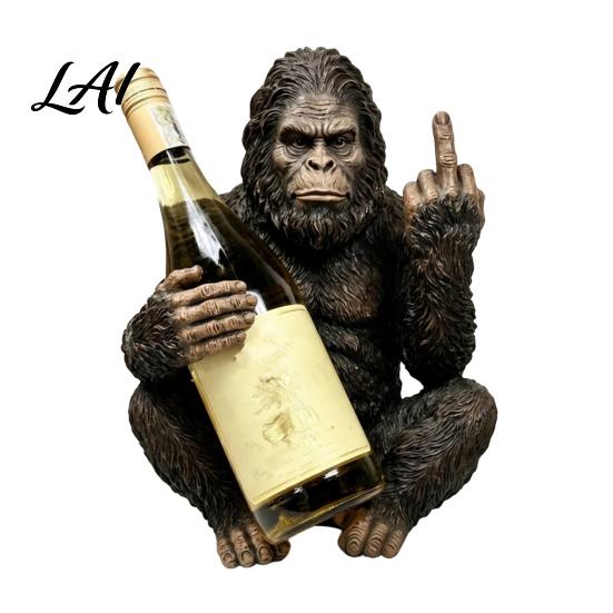 Fun Big-footed Wine Holder Gorilla Middle Finger Bottle Holder Funny Statue Liquor