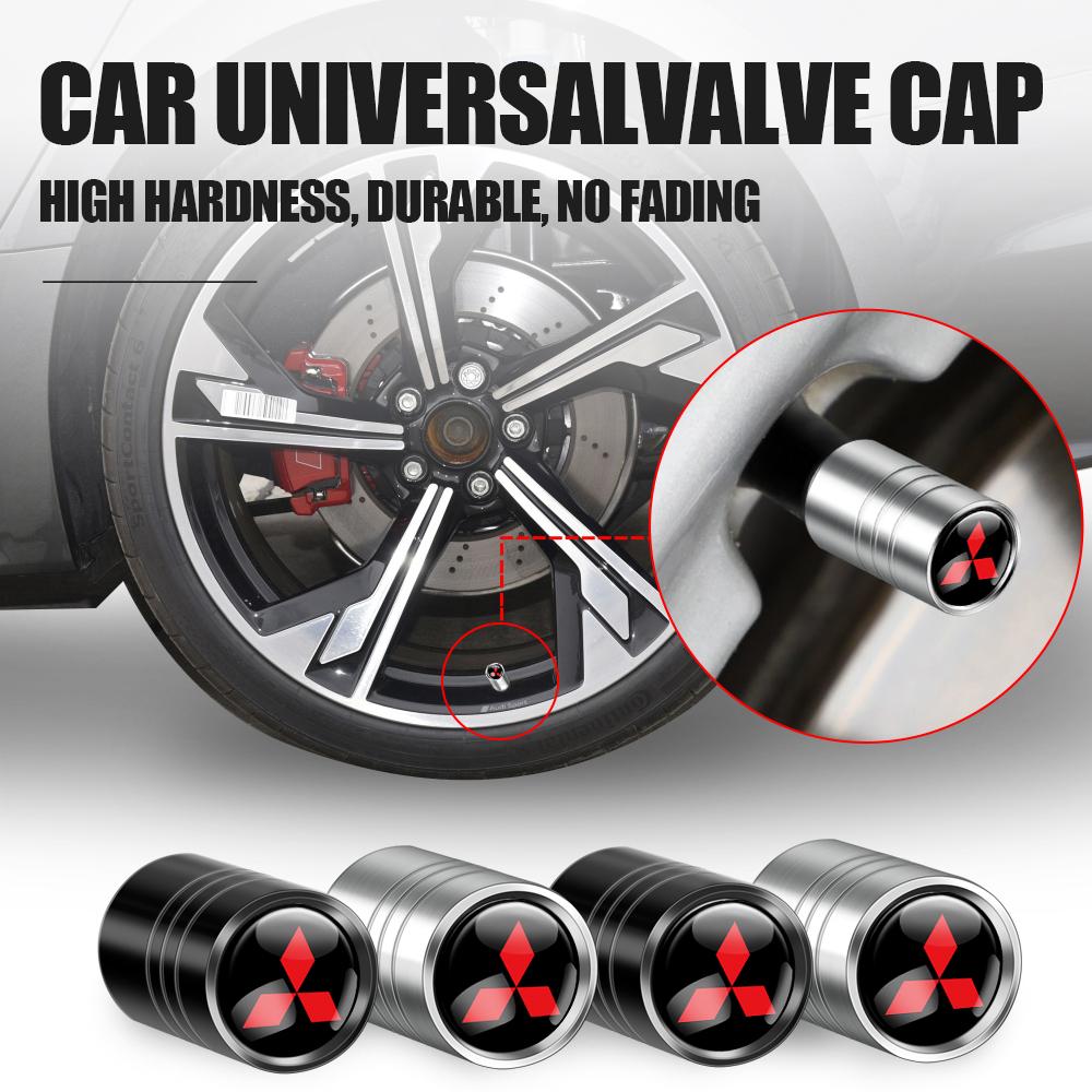 4Pcs Car Styling Metal Tire Valve Stem Caps Rim Accessories Cover For Mitsubishi Outlander Lancer ASX RALLIART Eclipse L200 EVO