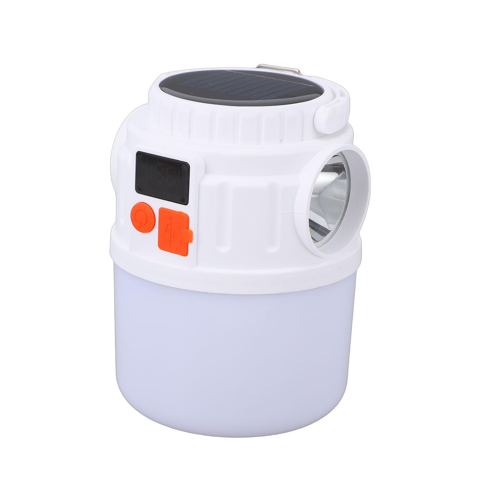 

Солнечный туристический фонарь с двойным источником света, светодиодный, перезаряжаемый, аварийный, с цифровым дисплеем, портативный крючок для походов