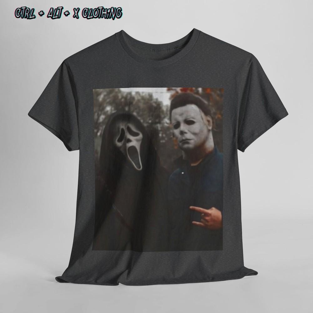 

Michael Myers Shirt, ghost face Halloween Goth Punk Horror Metal Unisex Tee 2XL
