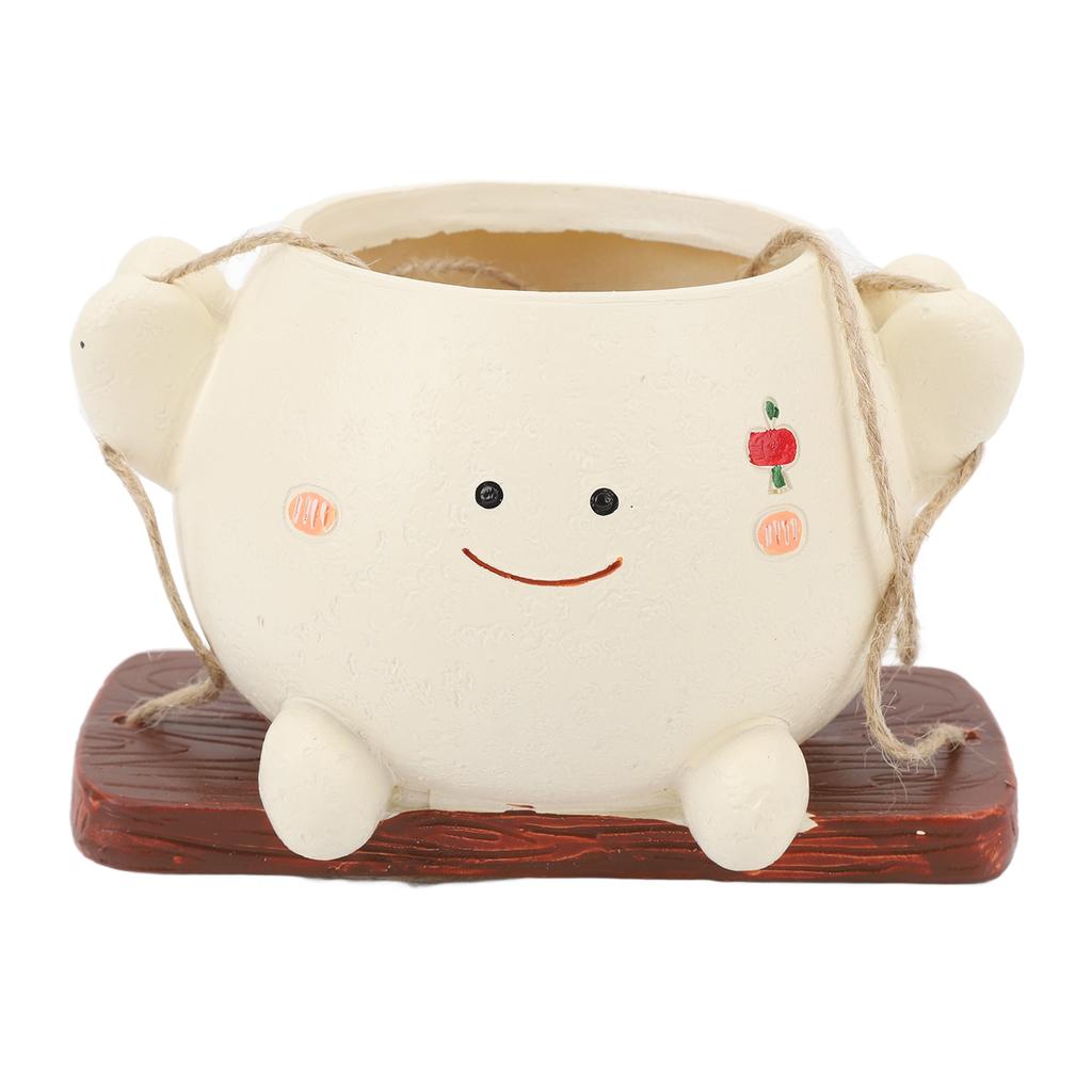 Swing Face Planter Pot Hanging Resin Flower Head Cute Indoor Outdoor Plants Succulent Type B