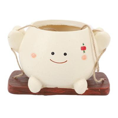 Swing Face Planter Pot Hanging Resin Flower Head Cute Indoor Outdoor Plants Succulent Type B