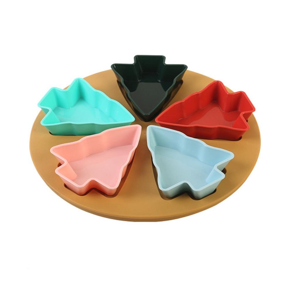

Colorful Christmas Tree Fruit Tray Divided Snack Tray New Food Tableware Set Home Decoration 5 compartments