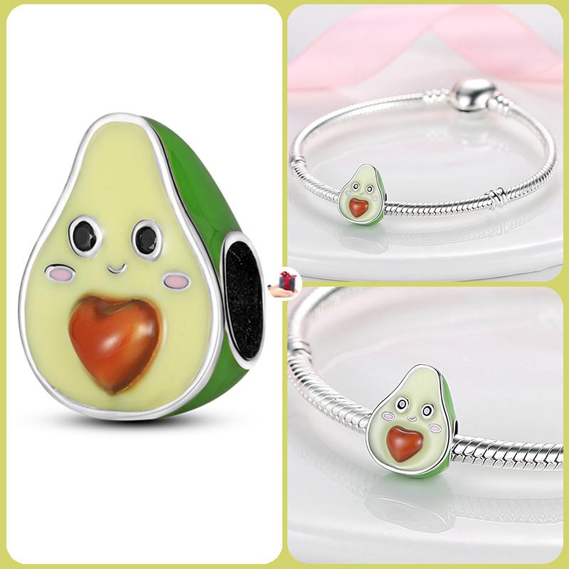 Strawberry Charm Avocado Beads For Original Brand 3Mm Copper Bracelet Women Diy Making Jewelry Gift