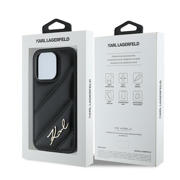 Karl Lagerfeld Klhcp14Lpqdsmgk Iphone 14 Pro 6.1 Czarny/Black Hardcase Diagonal Quilted Script