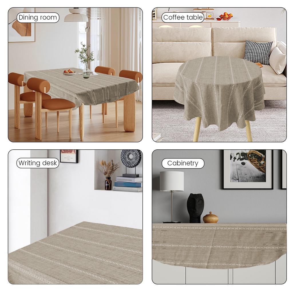 Rustic Stripe Embroidered Tablecloth Elegant Oval Dining Table Cloth Hollow Jacquard Table Cover Decorative Coffee Table Cloth