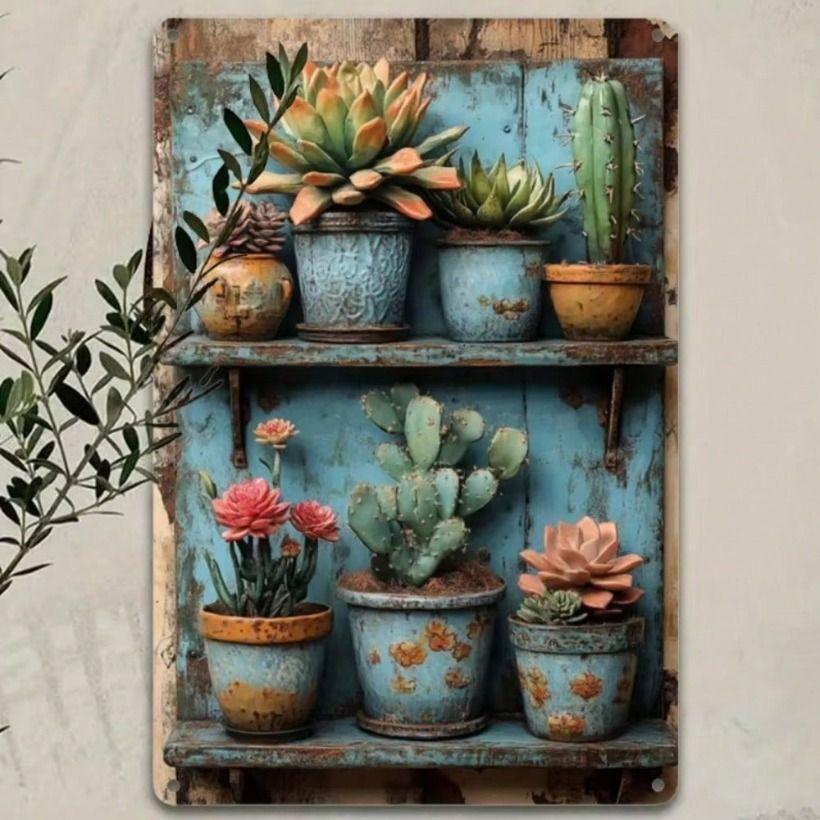 

Retro Metal Tin Sign Cactus Wall Decor Vintage Poster for Bar Cafe Home 8x12 Inch
