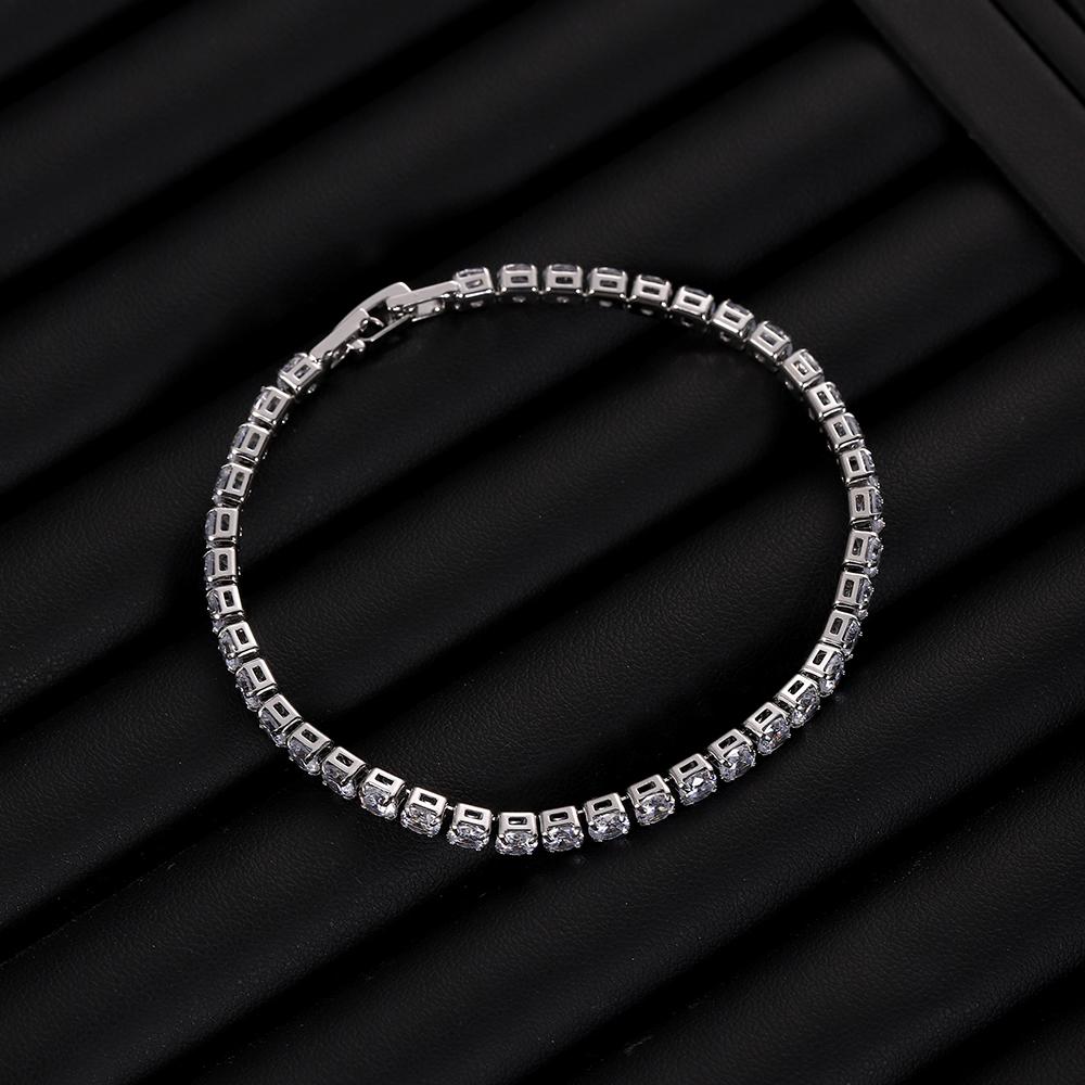 Luxury Hiphop Iced Out 4mm Cubic Zirconia Crystal Tennis Bracelets For Women Men Gold Color Silver Color Bracelet Chain Jewelry