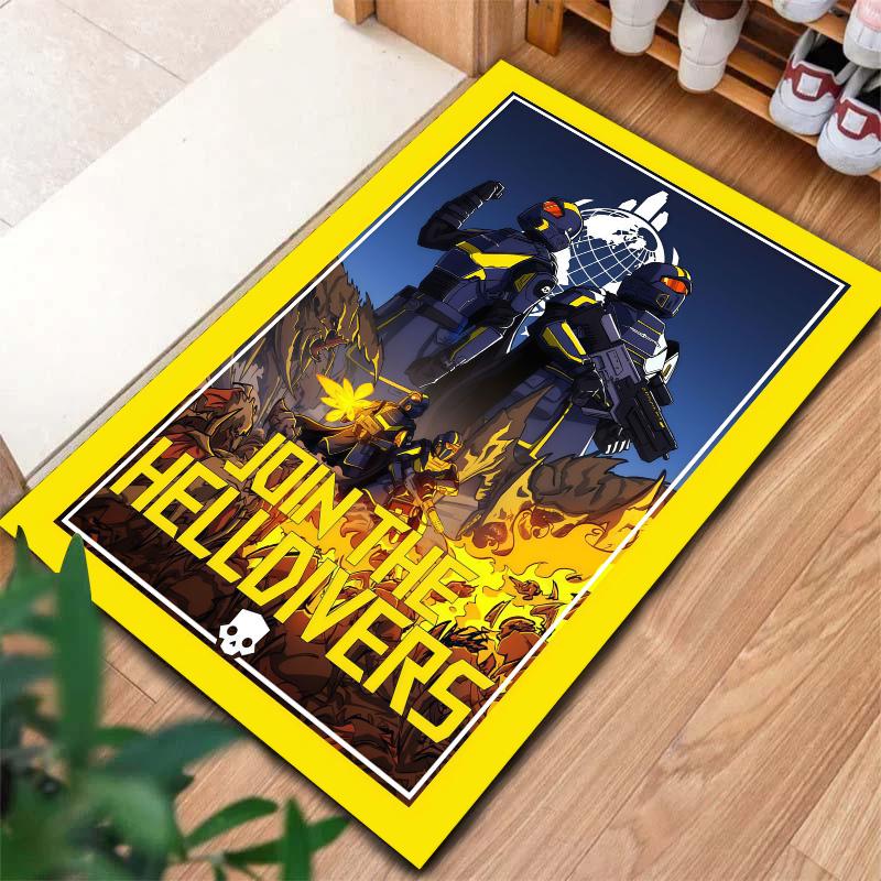Helldivers Game Silhouettes Carpet Rug For Living Room Bedroom Home Sofa Decoration Kids Play Nonslip Floor Mat