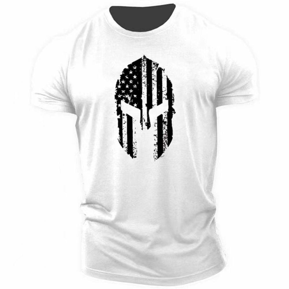 Spartans Men's Retro Pattern 3D Printed T-shirt Fashionable Street Trend Round Neck Top Simple Casual Daily Versatile Short Sleeved Clothing