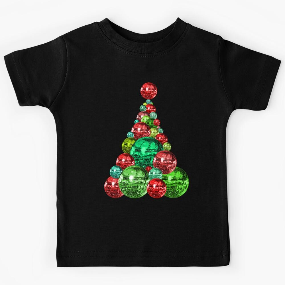 Retro Red and Green Disco Christmas Tree Kids T-Shirt 120