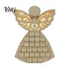 Decorative Angel Statue Wooden Christmas Advent Calendar with 24 Storage Drawers, Countdown Theme Holiday Decoration to Tabletop for Winter