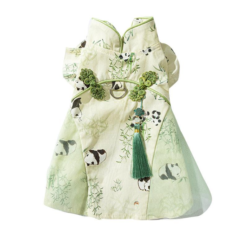 National style printing panda couple clothes spring and summer cat clothes blue cat kitten hairless cat puppy pet clothes