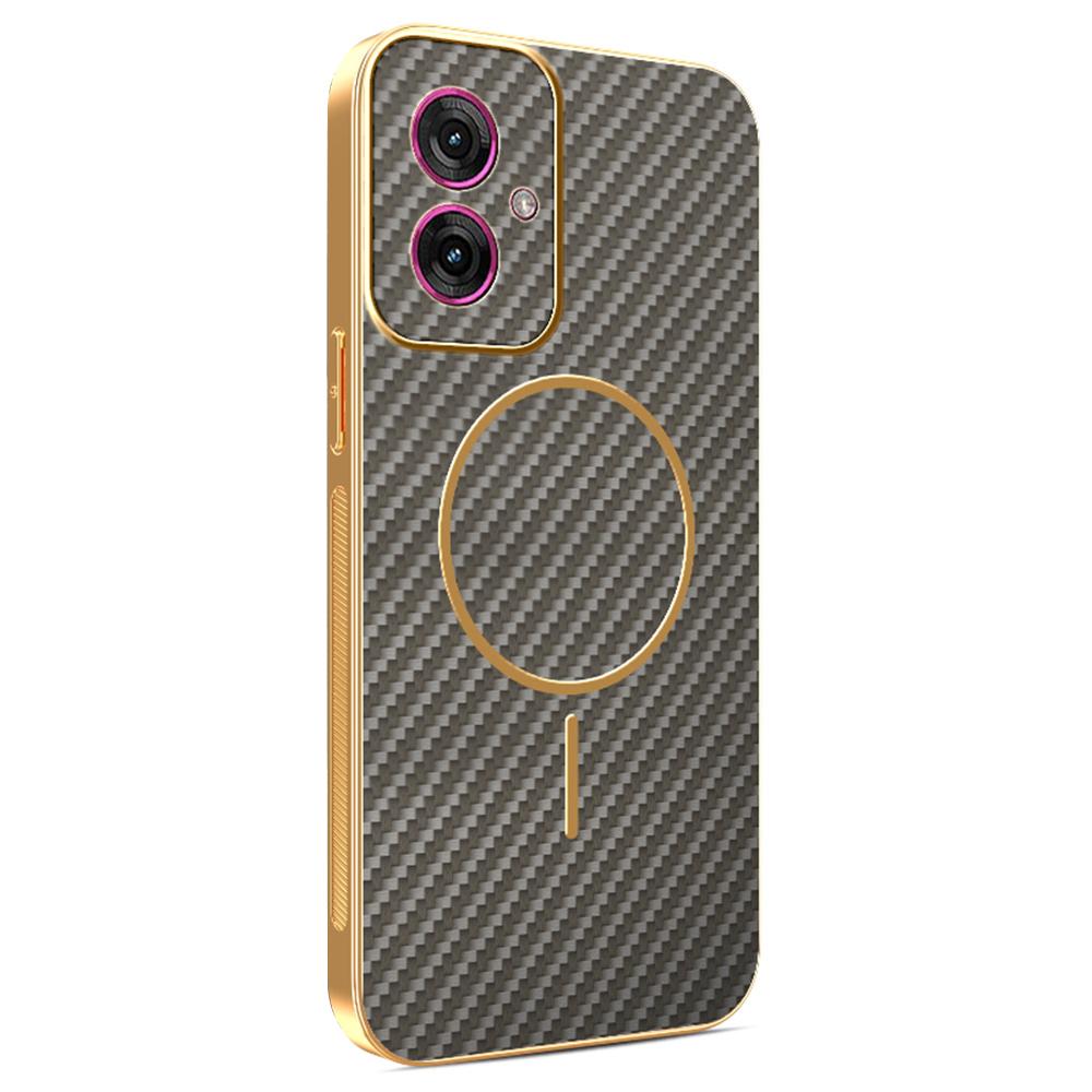 For Motorola Moto G55 5G Phone Case Carbon Fiber Textured Electroplated TPU Back Cover