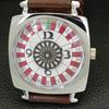 VINTAGE HAND-WINDING SWISS POKER FACE MENS REFURBISHED WHITE WATCH A700903-5 R205a-a700903