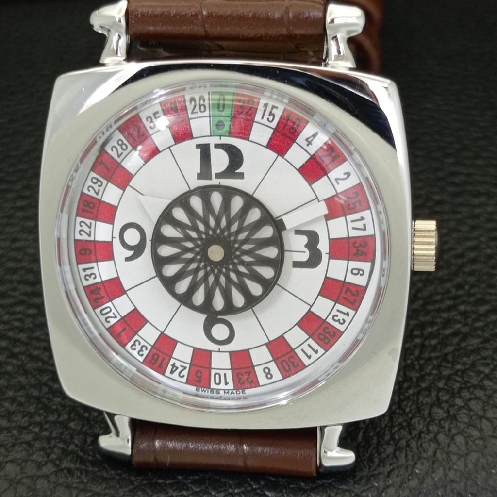VINTAGE HAND-WINDING SWISS POKER FACE MENS REFURBISHED WHITE WATCH A700903-5 R205a-a700903