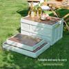 Portable Folding Storage Box with Wooden Lid for Camping, Home, and Car Trunk