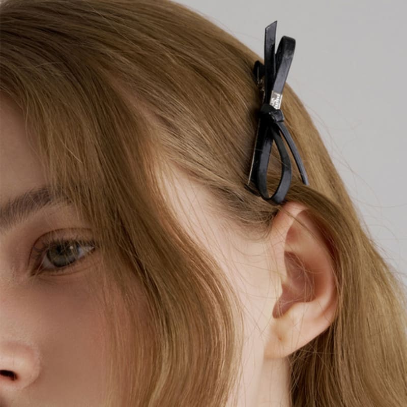 

Jean Paul Clarisse Leather Ribbon Clip-On Set (2pcs) JP-25-023CC black