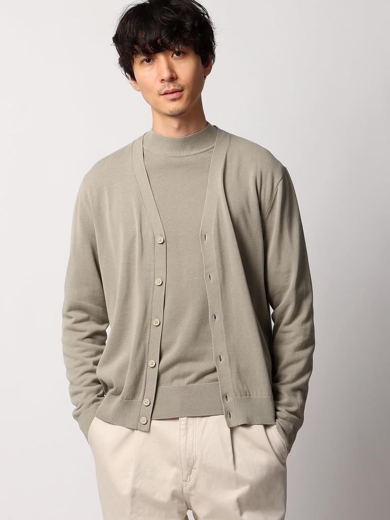 Good Spec Knit Cardigan / V-neck / Washable / High-twist cotton acrylic jersey / Plain