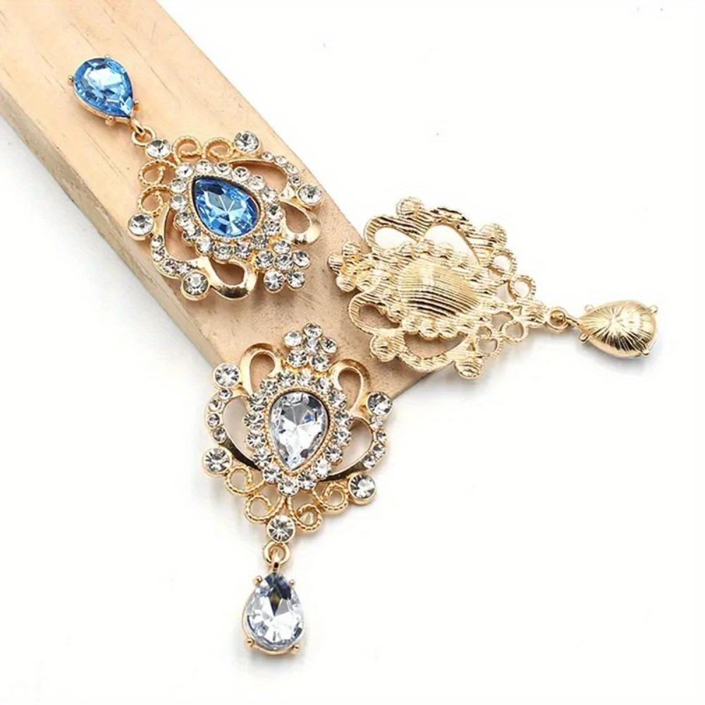 3Pcs/5Pcs Random Color 32*60MM for Needlework Rhinestone Button Hair Manualidades Accessories Diy Flat Back Brooch Jewelry Accessories