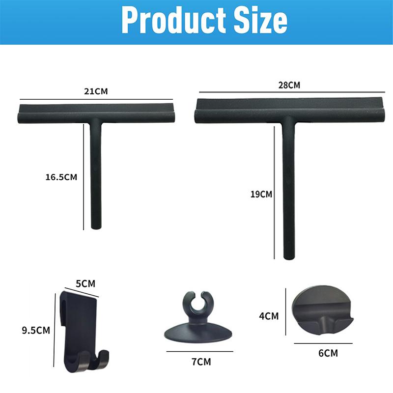Glass Silicone Wiper Shower Screen Squeegee with Stainless Steel Core Silicone Hook 21/28CM for Shower Doors, Windows
