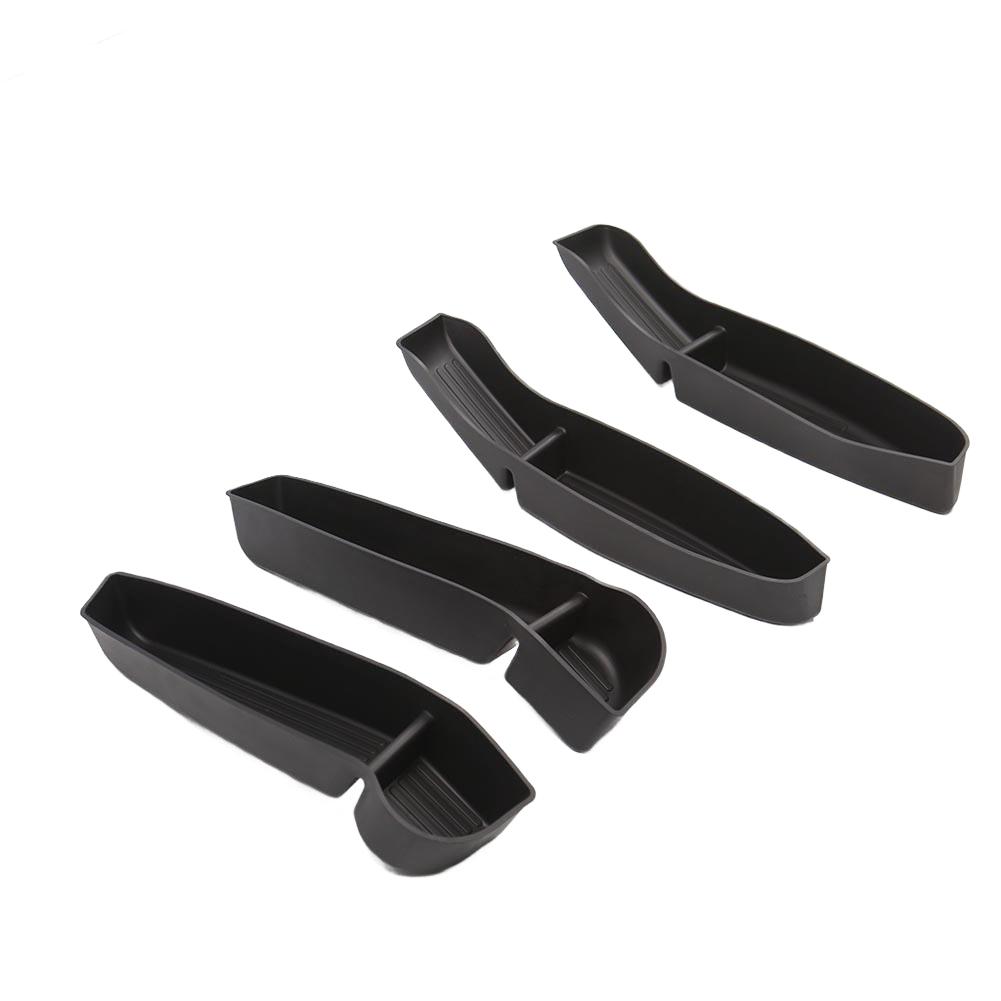 4Pcs/Set Car Side Door Storage Box For Tesla Model Y 2026 Armrest Tray Organizer TPE Door Slot Tray Organizer