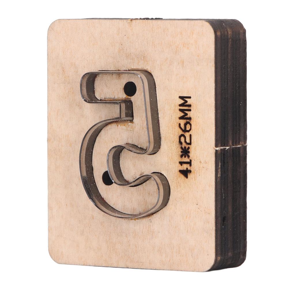 Number 5 Cutting Mold Wooden Base Metal Hollow Punching Die for DIY Leather Stamping Crafts 41x26mm