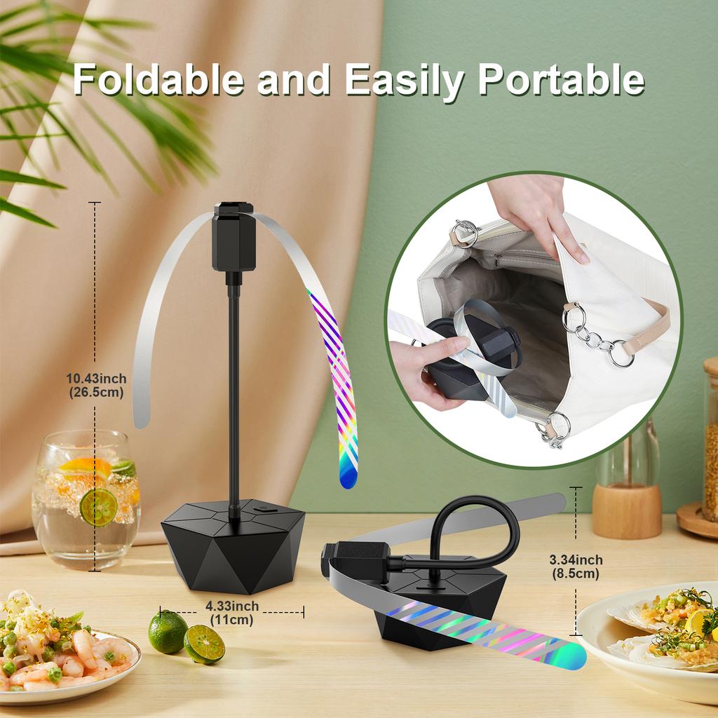 Fly Fans for Table, Soundless Fly Repellent Fan with Soft Blades and Hanging Hook, Handy for Outdoor Use Restaurant BBQ Picnic