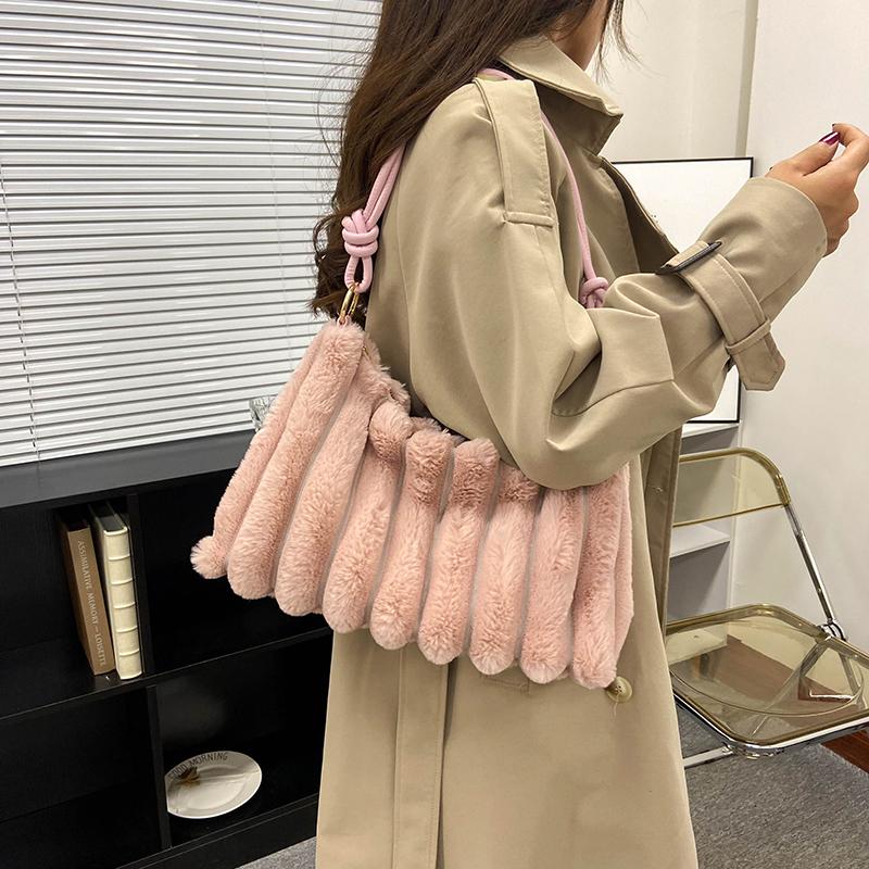 Soft Plush Shoulder Bags For Women 2026 Winter New Designer Purses And Handbags Luxury Underarm Hobo Tote Large Capacity Fur Bag