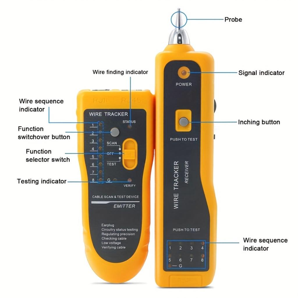 Professional LAN Network Cable Tester, Supports Cat5 Cat6 RJ45 Ethernet Wire And RJ11 Telephone Line Detection Tracking Repair Tool