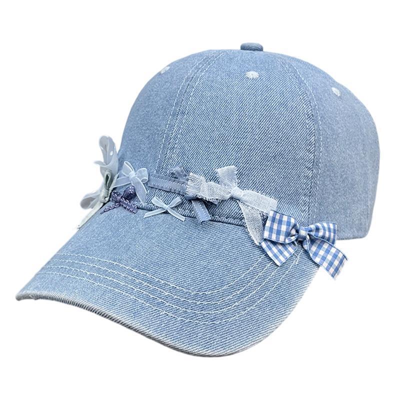 Cotton Denim Baseball Cap With Wrinkled Edge And Curved Visor For Summer Sun Protection